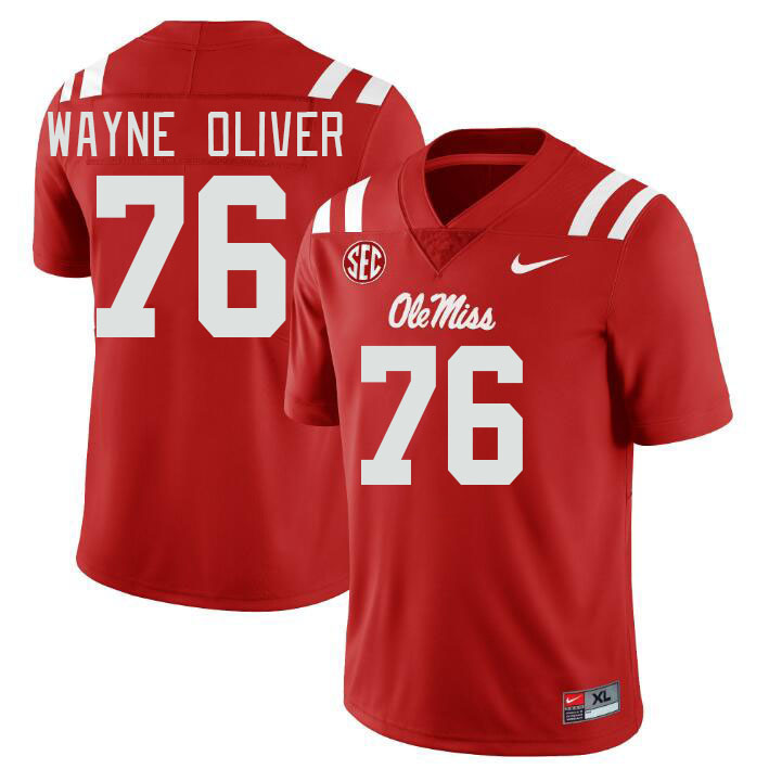 Men #76 John Wayne Oliver Ole Miss Rebels College Football Jerseys Stitched-Red